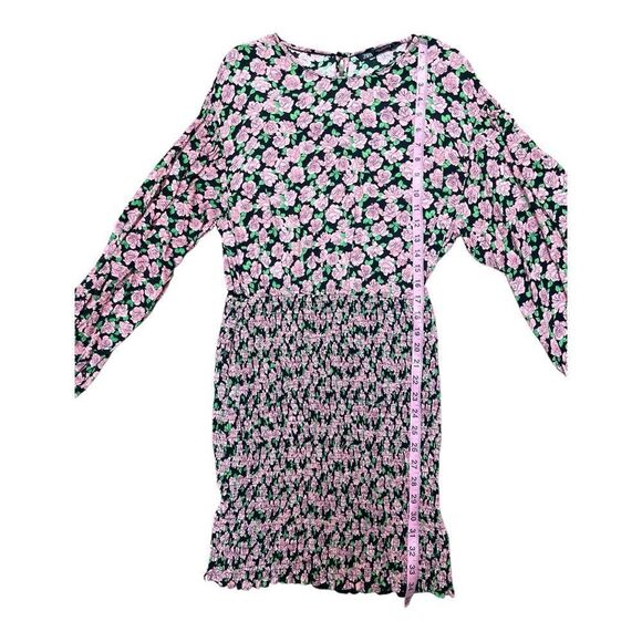 Zara Blogger Fave Spring Summer Rose Print Floral Pattern Ruched Mini Dress Sz L - Picture 3 of 6